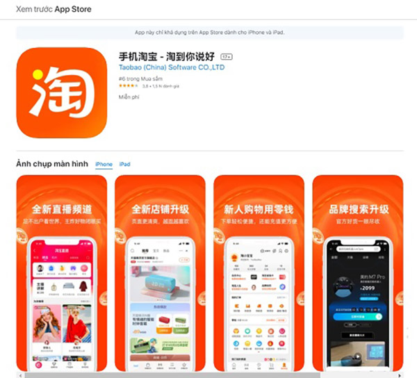 Giao diện App Taobao