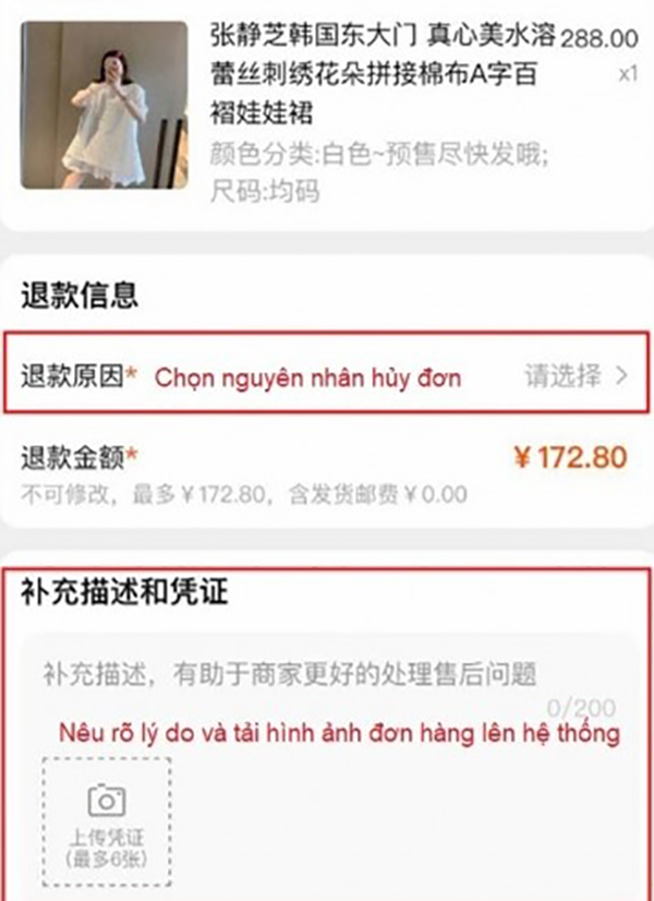 Lý do hủy đơn hàng trên Taobao